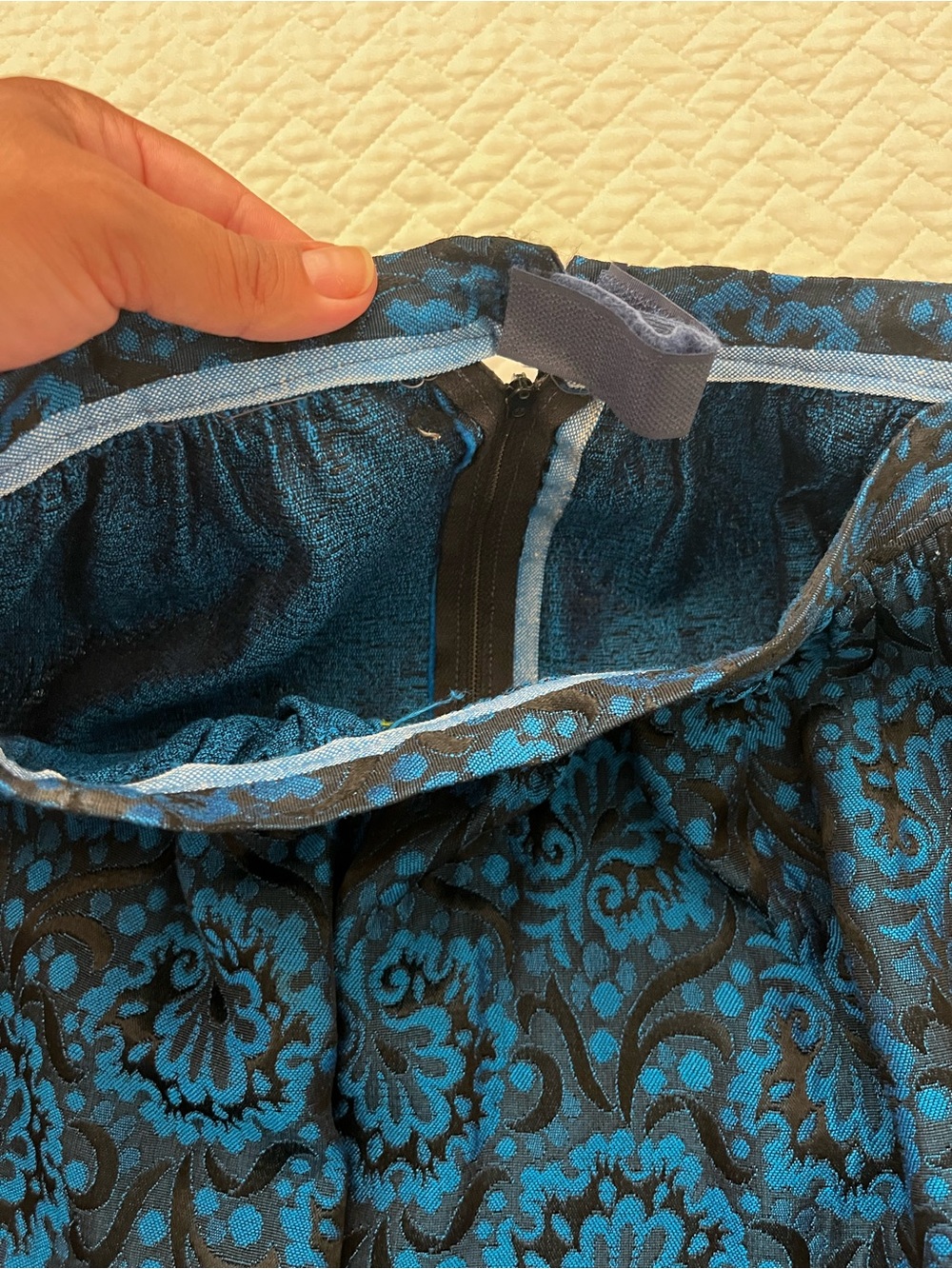 Vintage Damask Midi Skirt with Scalloped Hem - Picture 7 of 9